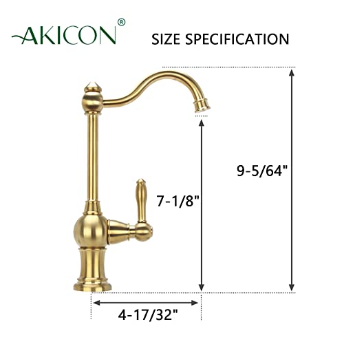 Akicon Brass Body Kitchen Faucet - 100% Drinking Water, Fits Most RO Units or Filtration Systems, Non-Air Gap, Cold Water Only (Brushed Gold) - Image 4