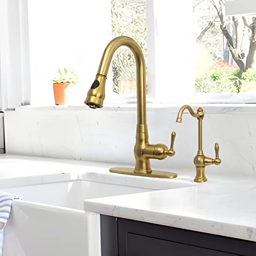 Akicon Brass Body Kitchen Faucet - 100% Drinking Water, Fits Most RO Units or Filtration Systems, Non-Air Gap, Cold Water Only (Brushed Gold) - Image 2