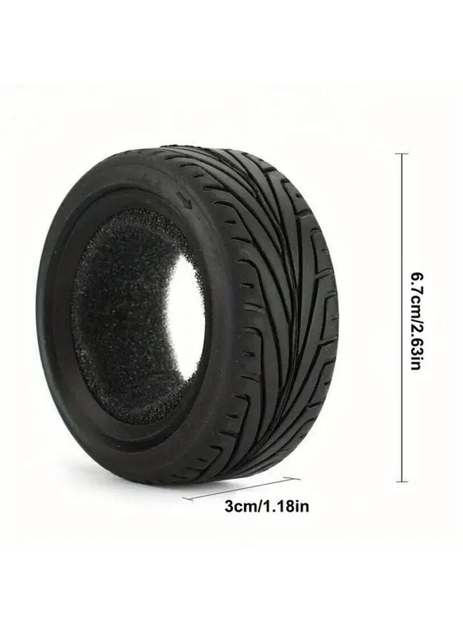 4pcs HOBBYCORKI RC Soft Rubber Tires 65mm OD 12mm Thick Black Red Stitching Model 6600072 - Image 3
