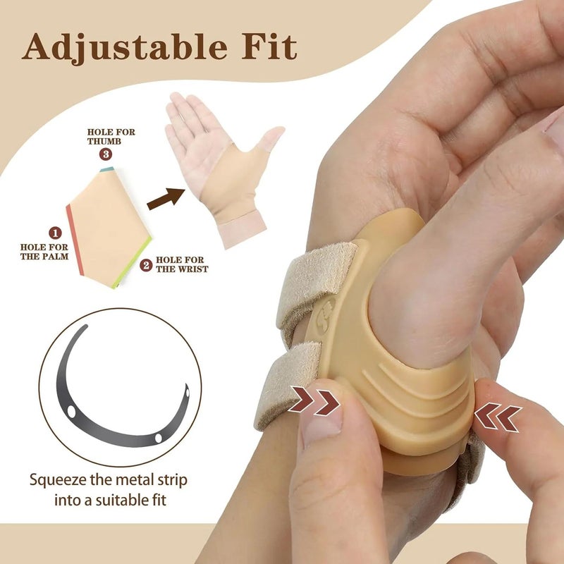 Sports thumb bracer, joint sprain fixing strap (skin tone, right hand, size S) - Image 3