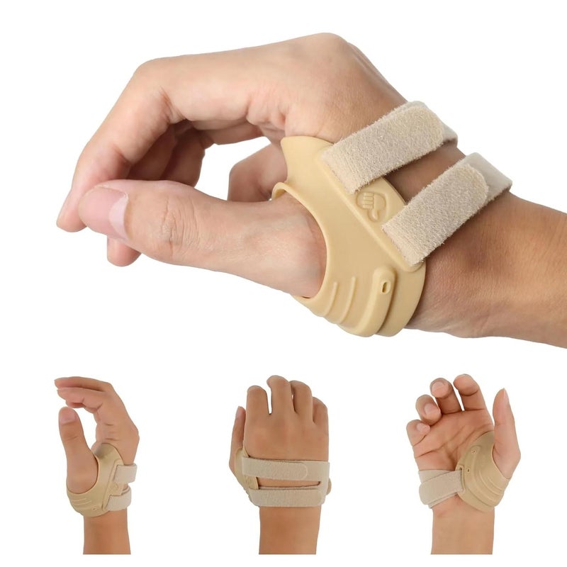 Sports thumb bracer, joint sprain fixing strap (skin tone, right hand, size S) - Image 1