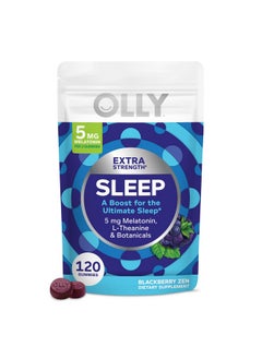 OLLY OLLY Extra Strength Sleep Gummy, Occasional Sleep Support, 5 mg Melatonin, L-Theanine, Chamomile, Lemon Balm Extracts, Sleep Aid, BlackBerry Flavor - 120 Count (Packaging May Vary)  - Image 1