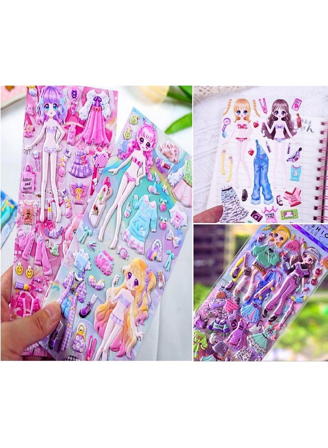 FunBlast Kawaii Stickers Set - Set of 2 Princess Dress-Up Change Stickers, DIY 3D Stickers for Girls, Aesthetic Sticker, Cute Stickers, Self Adhesive Stickers Set, Puffy Sticker Set (Pack of 2) - Image 1