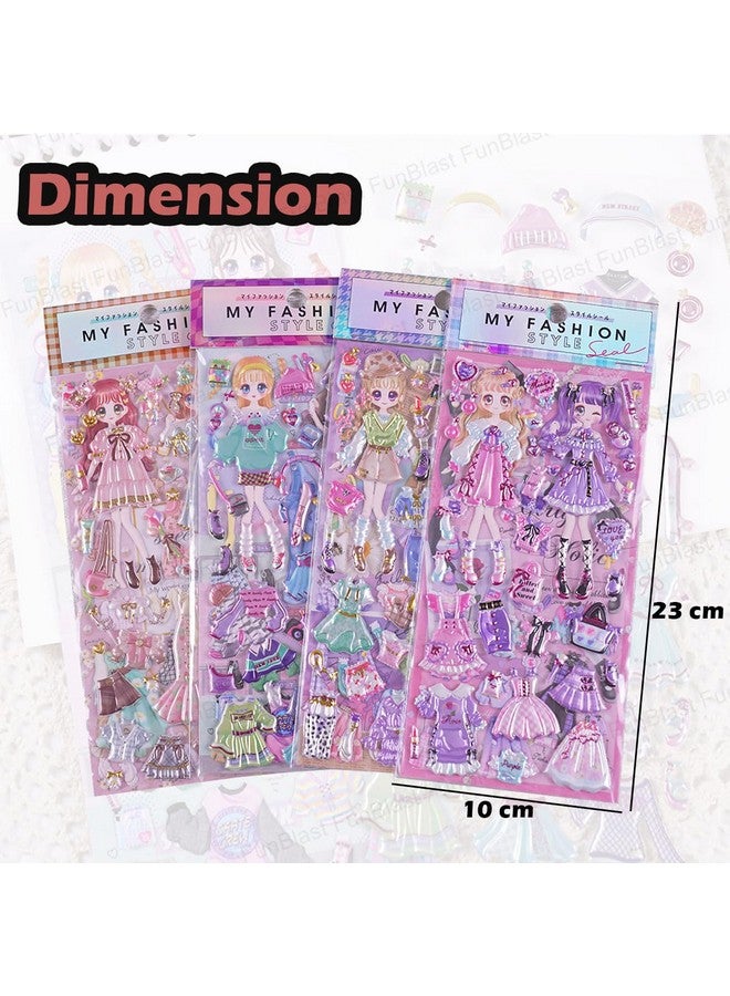 FunBlast Kawaii Stickers Set - Set of 2 Princess Dress-Up Change Stickers, DIY 3D Stickers for Girls, Aesthetic Sticker, Cute Stickers, Self Adhesive Stickers Set, Puffy Sticker Set (Pack of 2) - Image 2
