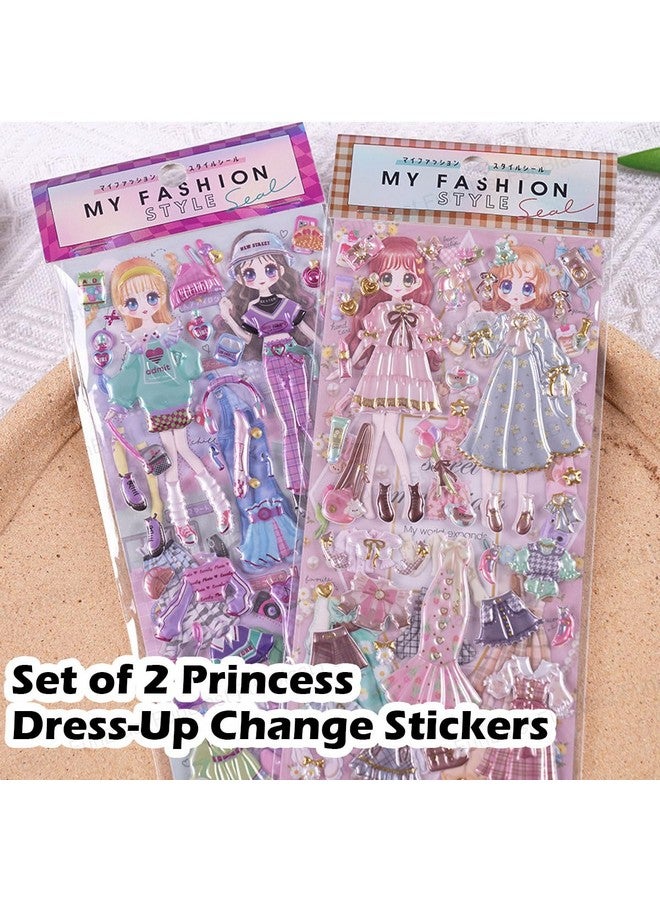 FunBlast Kawaii Stickers Set - Set of 2 Princess Dress-Up Change Stickers, DIY 3D Stickers for Girls, Aesthetic Sticker, Cute Stickers, Self Adhesive Stickers Set, Puffy Sticker Set (Pack of 2) - Image 4