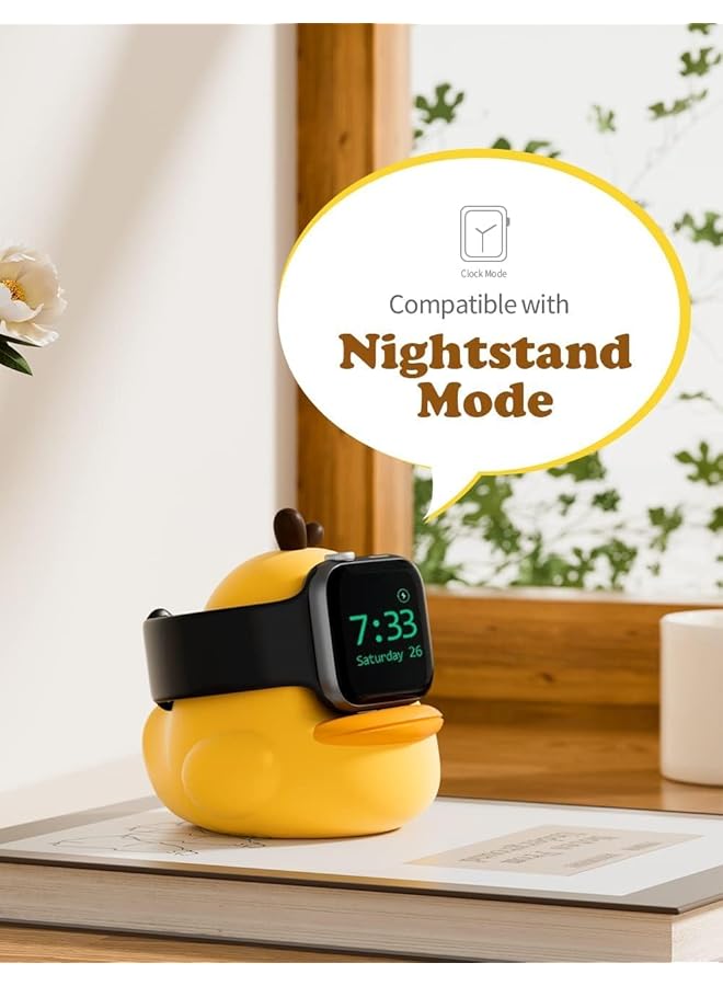 erorex Charger Stand For Watch Series 49 45 44 42 41 40 38Mm Iwatch Ultra2 Ultra 9 8 Se2 7 6 Se 5 4 3 2 1 Duck Silicone Charging Dock Station Compatible With Night Stand Mode  - Image 4