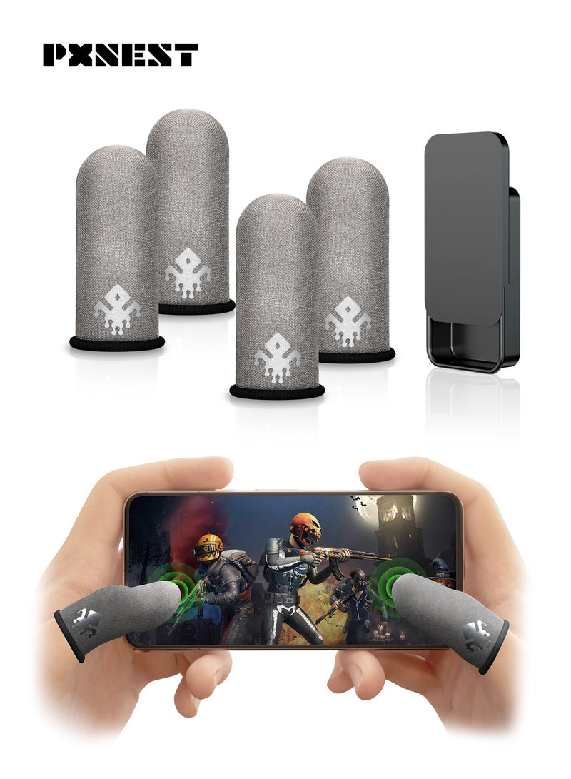 بيكسنست 4 قطعة من كمامات الأصابع لـ PUBG Mobile، مزودة بحجرة من الألومينيوم المعدني المحمولة، أكثر حساسية ومقاومة للعرق. مناسبة لألعاب PUBG/Fortnite/Call of Duty/Rule of Survival وغيرها من الألعاب - Image 1