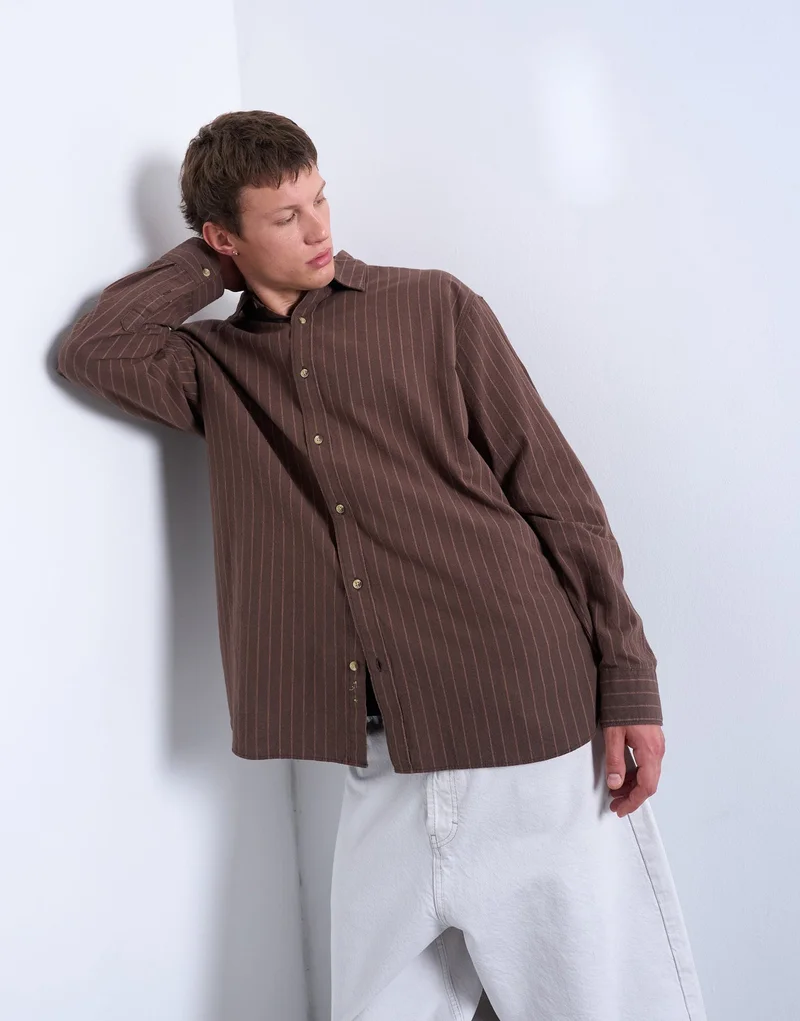 TOPMAN long sleeve washed stripe t-shirt