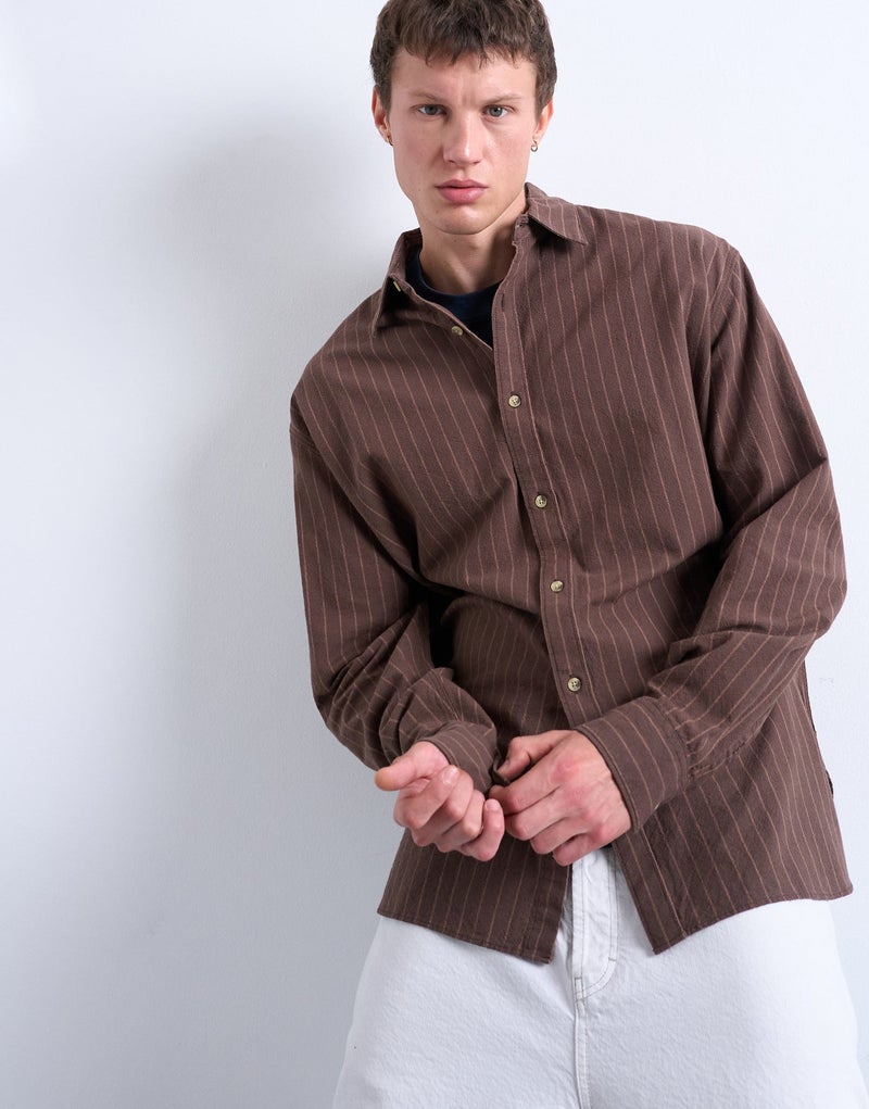 TOPMAN Long Sleeve Washed Stripe Shirt - Image 3