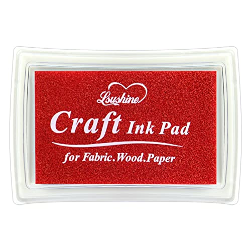 Lsushine Craft Ink Pad for Rubber Stamps Paper Wooden Fabric Scrapbooking NonToxic Finger Ink Pads for Kids Red - Image 1