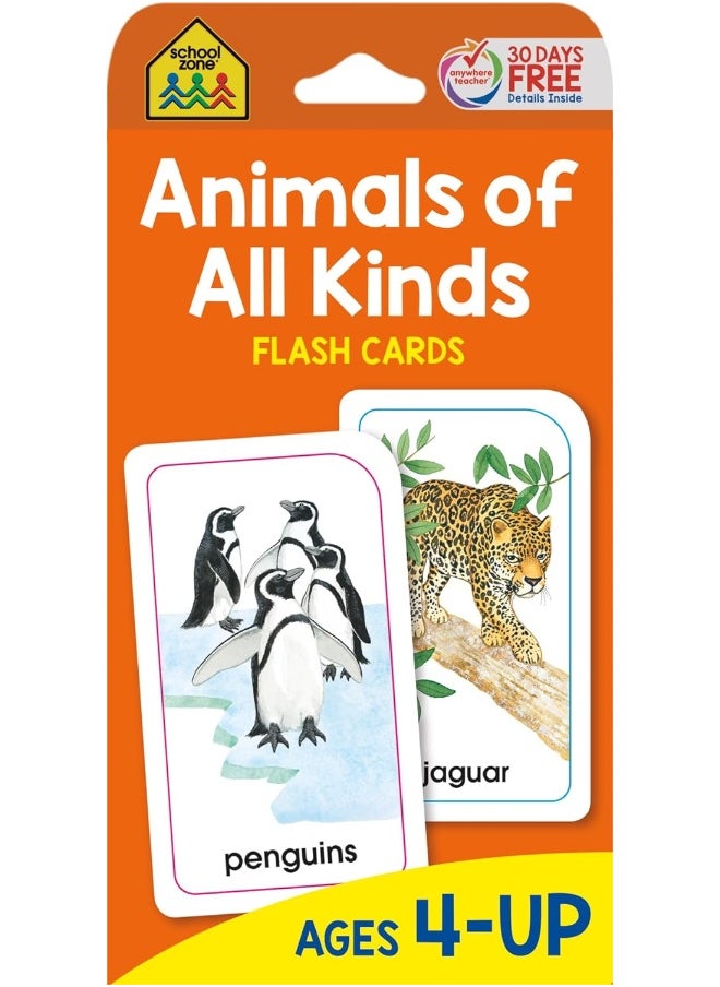 null - School Zone - Animals of All Kinds Flash Cards - Ages 4 and Up, Preschool, Kindergarten, Animal Names & Classes, Animal Facts and Information, Word-Picture Recognition, and More - Image 1