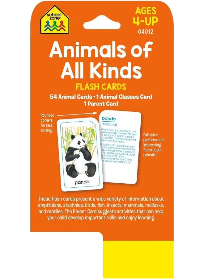 null - School Zone - Animals of All Kinds Flash Cards - Ages 4 and Up, Preschool, Kindergarten, Animal Names & Classes, Animal Facts and Information, Word-Picture Recognition, and More - Image 1