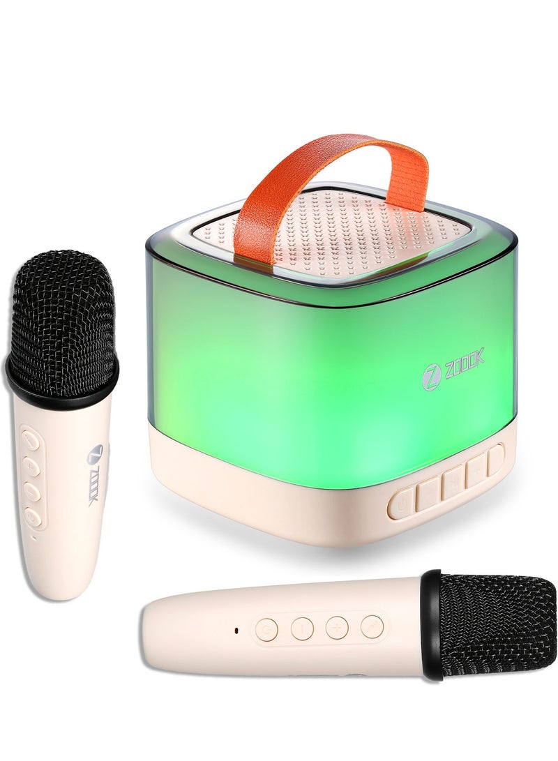 Zoook Mini Karaoke Machines for Kids Adults, Bluetooth Portable Karaoke Machine with 2 Wireless Microphones, Kids Karaoke Machines for Girls Boys Karaoke Speaker with LED Lights Toys Birthday Gifts - Image 1