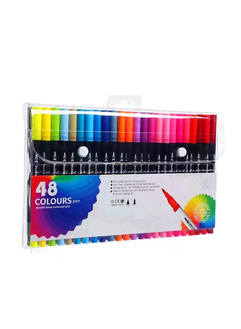 Huitich 48 Colors Black Body Watercolor Pen Set - Image 1