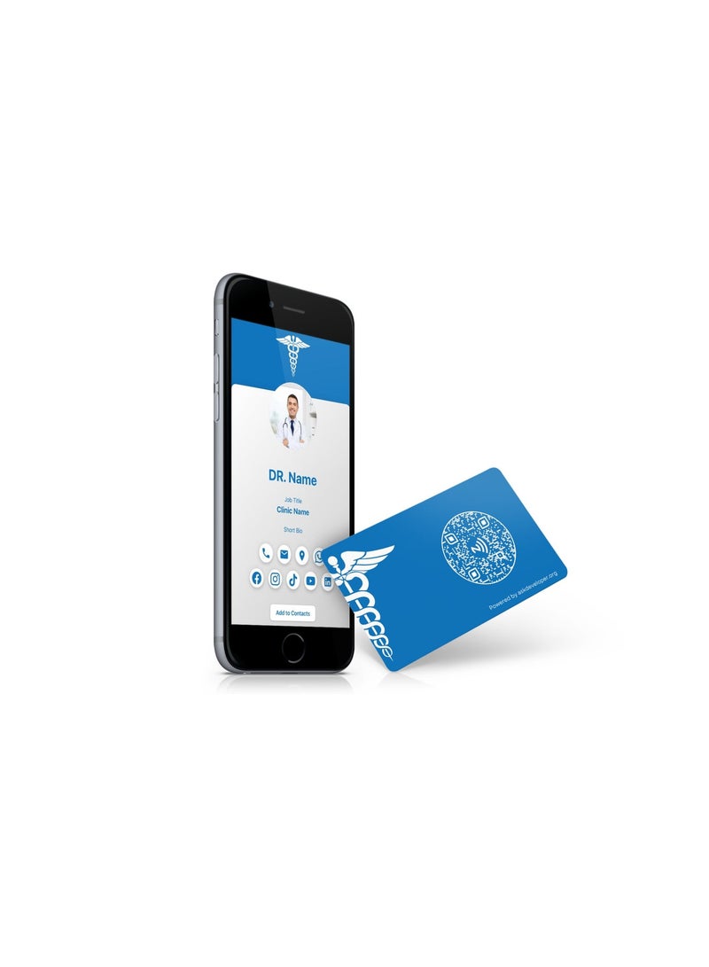 بطاقة أعمال ذكية NFC وQR للأطباء من اسك، تصميم احترافي، PVC، 8.5×5.5 سم، واجهة رقمية متكاملة مع روابط التواصل الاجتماعي - Image 2