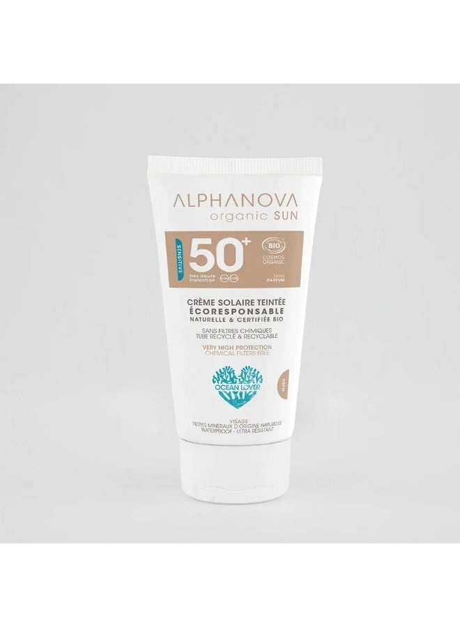 Alphanova Sun Sensitive SPF50+ Nude Tinted Cream Fragrance Free Organic 50g - Image 2