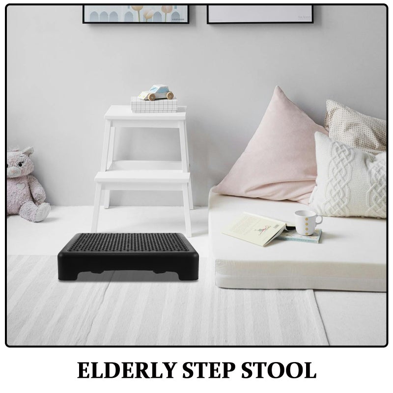 Mobility Step Stool for Adults & Seniors - Indoor/Outdoor Stairs Assist Nonskid Platform for Home Bathroom Kitchen Bedroom Office Footrest 17x13x3Inches Black - Image 2
