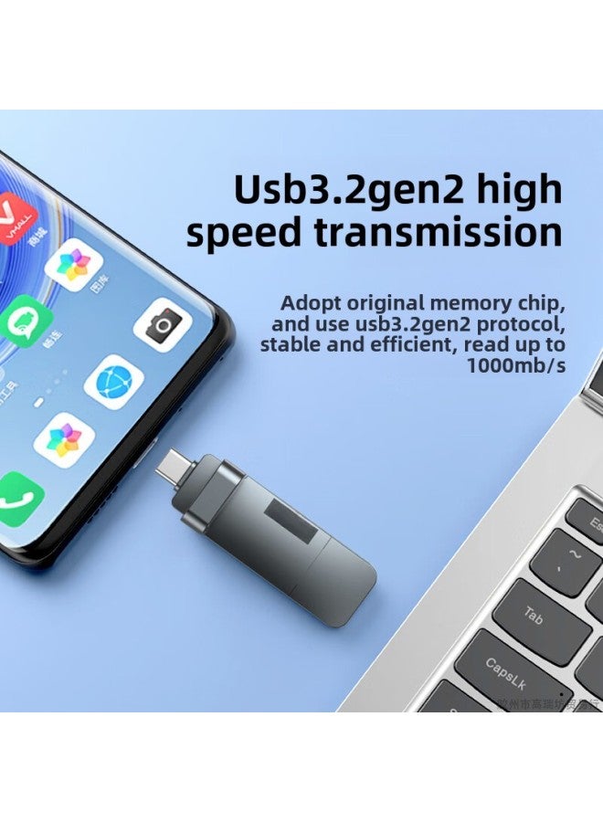 1TB Solid-state-U Disk Type-c Mobile Phone Computer Dual-use-dual-interface USB 1000 MB/S High-speed K121-Capacity:Dual Port 【1050mb/s】 Gigabit Optical Speed Transmission-Interface:Metal Solid U Dis - Image 4