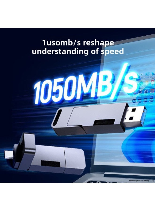 1TB Solid-state-U Disk Type-c Mobile Phone Computer Dual-use-dual-interface USB 1000 MB/S High-speed K121-Capacity:Dual Port 【1050mb/s】 Gigabit Optical Speed Transmission-Interface:Metal Solid U Dis - Image 3