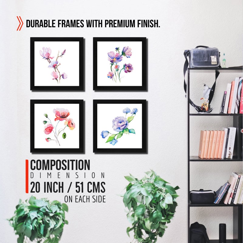 Interio Crafts Vintage Botanical Wall Decoration (Frame: 9 X 9 inch, Poster : 8 X 8 inch)- Pack of 4 - Image 4