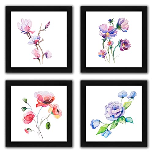 Interio Crafts Vintage Botanical Wall Decoration (Frame: 9 X 9 inch, Poster : 8 X 8 inch)- Pack of 4 - Image 1