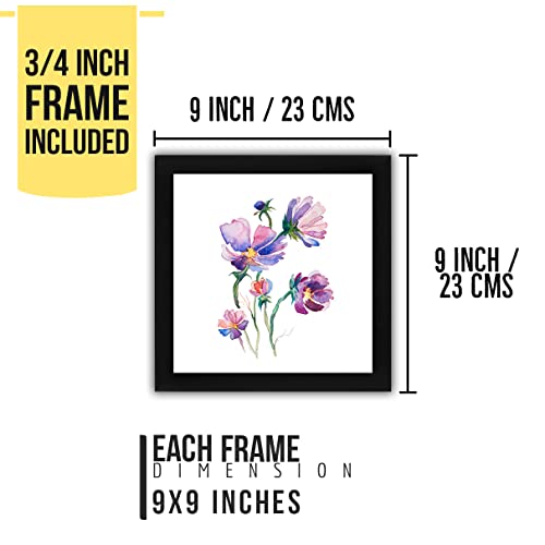 Interio Crafts Vintage Botanical Wall Decoration (Frame: 9 X 9 inch, Poster : 8 X 8 inch)- Pack of 4 - Image 3