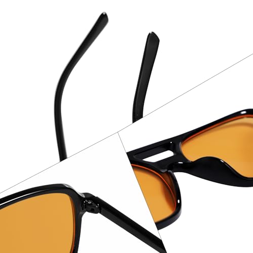 VANLINKER Retro Vintage 70s Square Aviator sunglasses for women men Yellow Orange Tinted Lens - Image 4