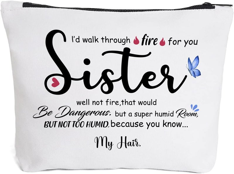 Fokongna Sister Gifts - Birthday Makeup Bag for Girls, Soul Sister Gift with Fire Design