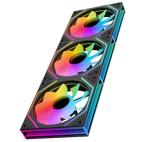 Jungle Leopard Prism6 MAX X3 120mm ARGB PC Case Fan - 3-Sided Infinite Mirror & Axis Infinite Mirror Light Effect，800-1850±10% RPM 120mm PWM Case Fan for PC Case (Triple Pack Black Reverse) - Image 1