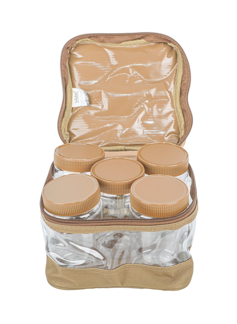 الغافة شنطة علب بهارات ,عدد 5قطع  , سعة 450 ملي, لون كاكي , من  الغافة - Image 1