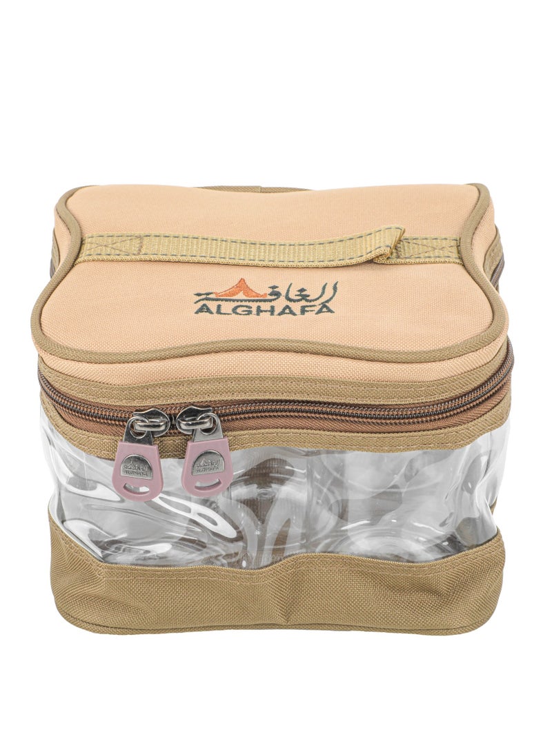 الغافة شنطة علب بهارات ,عدد 5قطع  , سعة 450 ملي, لون كاكي , من  الغافة - Image 2