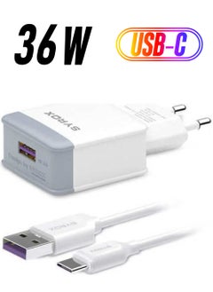 Huawei P10 Lite Compatible Type-C Input Fast Charger Set Adapter + Cable Q32 3.0A White
