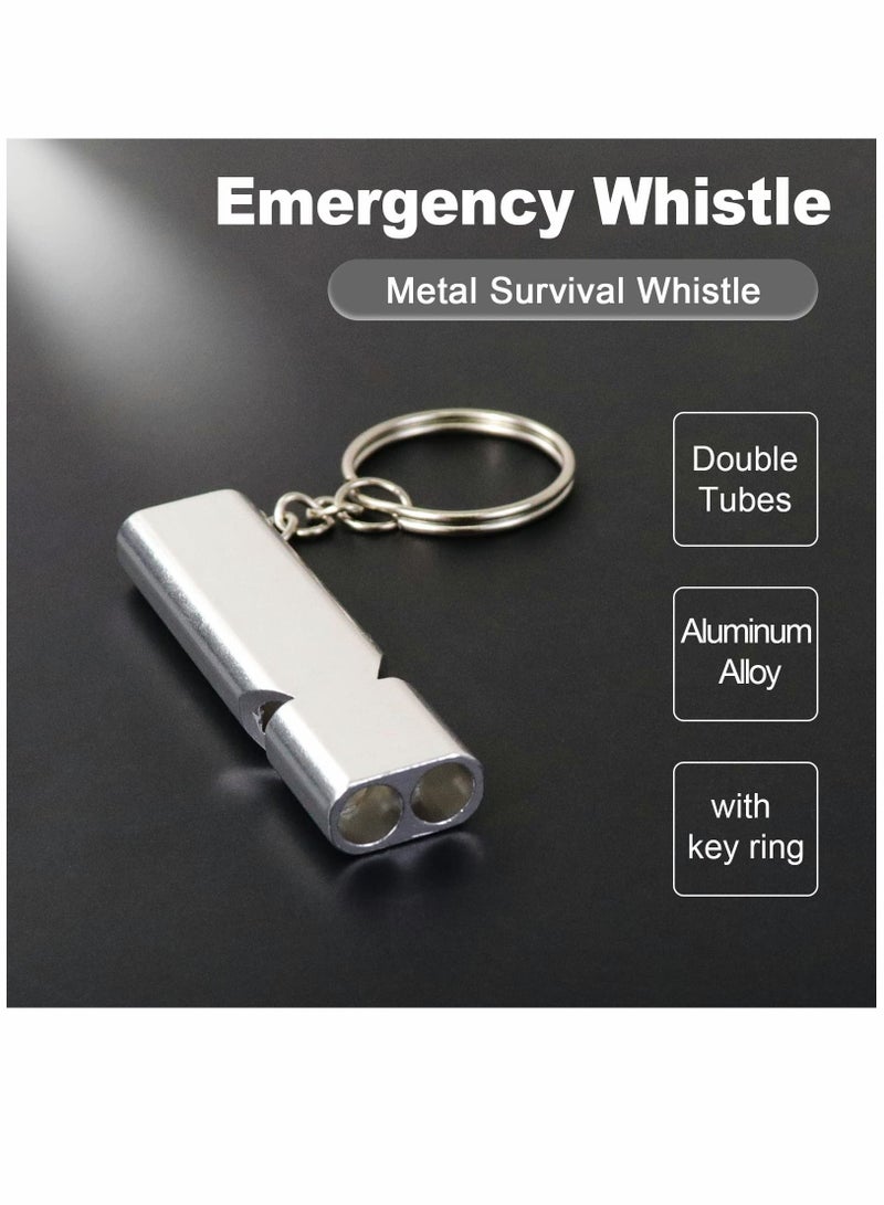 كاست ويف صفارة الطوارئ KASTWAVE ، صفارة النجاة المعدنية ، صفارات الأمان ذات الأنابيب المزدوجة للقوارب في الهواء الطلق والتخييم والتنزه والصيد وتدريب الكلاب (4 قطع فضية وذهبية) - Image 4