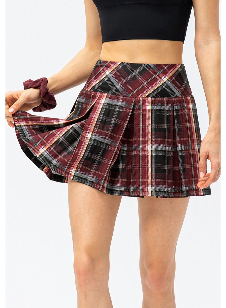 Loquat New plaid  yoga sports dress - Image 2