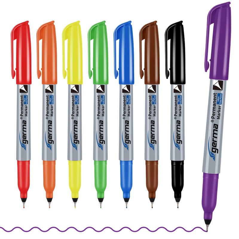 Cgerma Ultra Fine Point Permanent Marker Bulk, 8 Assorted Colors 0.4mm Fine Tip Permanent Markers set，Thin Tip Works on Paper, Glass, Ceramic, Plastic, Wood, Rock, Metal for Kids and Adult - Image 1