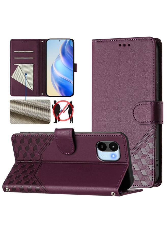 اس-توب جراب لهاتف Redmi A1 4G / A2 4G جراب هاتف جلدي بنقش قرص العسل بتقنية RFID - Image 1