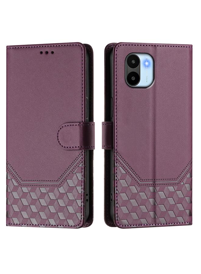 اس-توب جراب لهاتف Redmi A1 4G / A2 4G جراب هاتف جلدي بنقش قرص العسل بتقنية RFID - Image 2