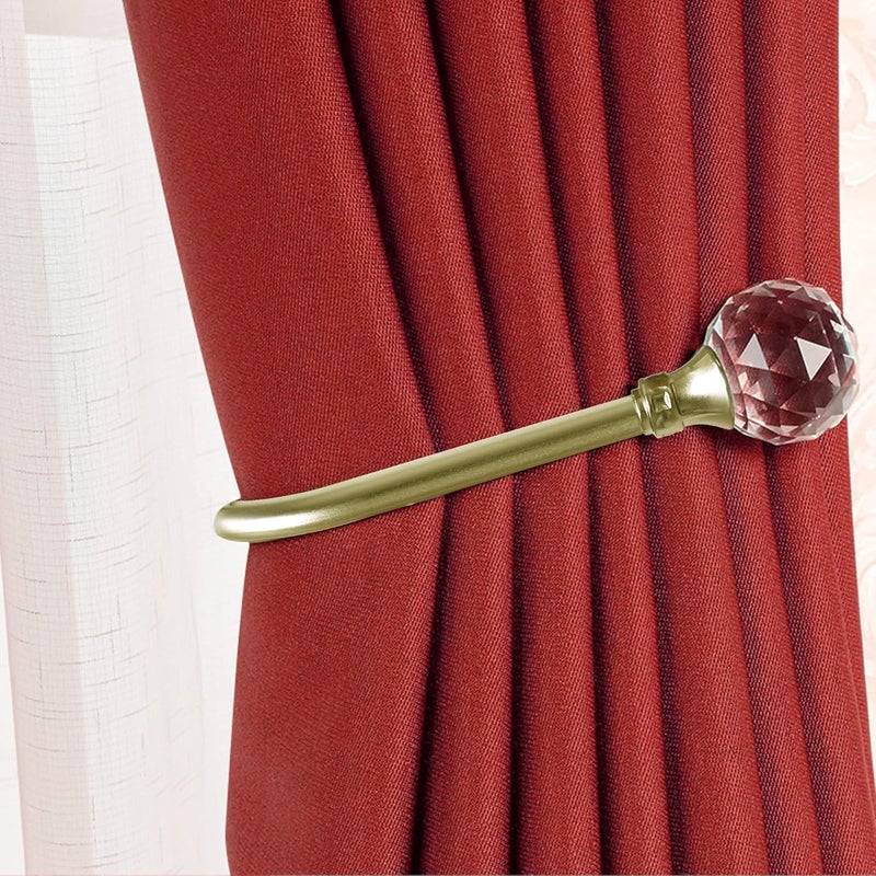 HEMOUR Curtain Holdback, 4Pcs Wall Mounted Drapery Tiebacks with Clear Crystal Ball, Heavy Duty Metal Decorative Window Drapery Curtain Holder Curtain Hooks with Screws, Sliver - Image 3