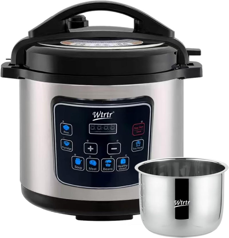 Wtrtr 7 L stainless steel electric pressure cooker, 1500W,Slow, Rice Cooker, Yogurt, Cake Maker,Steamer and Warmer, Silver.egg cooker egg Cooker WTR-7008 - Image 1