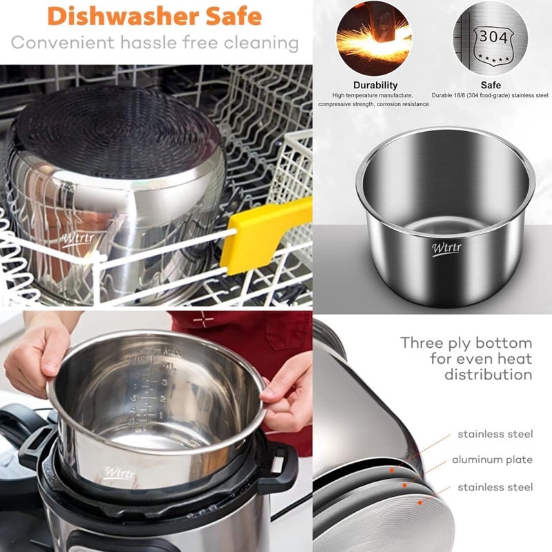 Wtrtr 7 L stainless steel electric pressure cooker, 1500W,Slow, Rice Cooker, Yogurt, Cake Maker,Steamer and Warmer, Silver.egg cooker egg Cooker WTR-7008 - Image 5