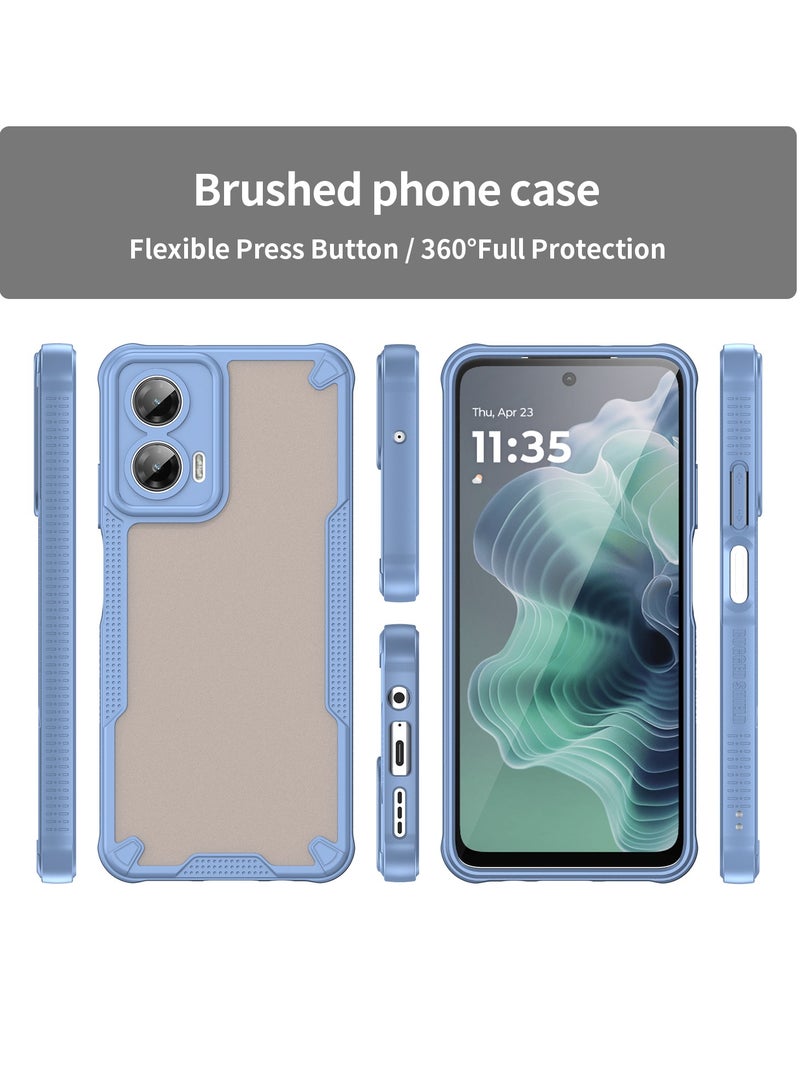 for Motorola G35 5G Case Cover, Armor of Brushed Comfortable Oil Waterproof TPU+PC Soft Semi-translucentmatte Feel Cell Phone Protective Case for Motorola G35 5G, Blue - Image 2
