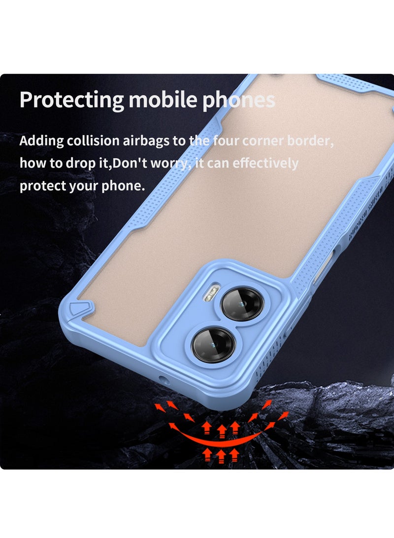 for Motorola G35 5G Case Cover, Armor of Brushed Comfortable Oil Waterproof TPU+PC Soft Semi-translucentmatte Feel Cell Phone Protective Case for Motorola G35 5G, Blue - Image 3