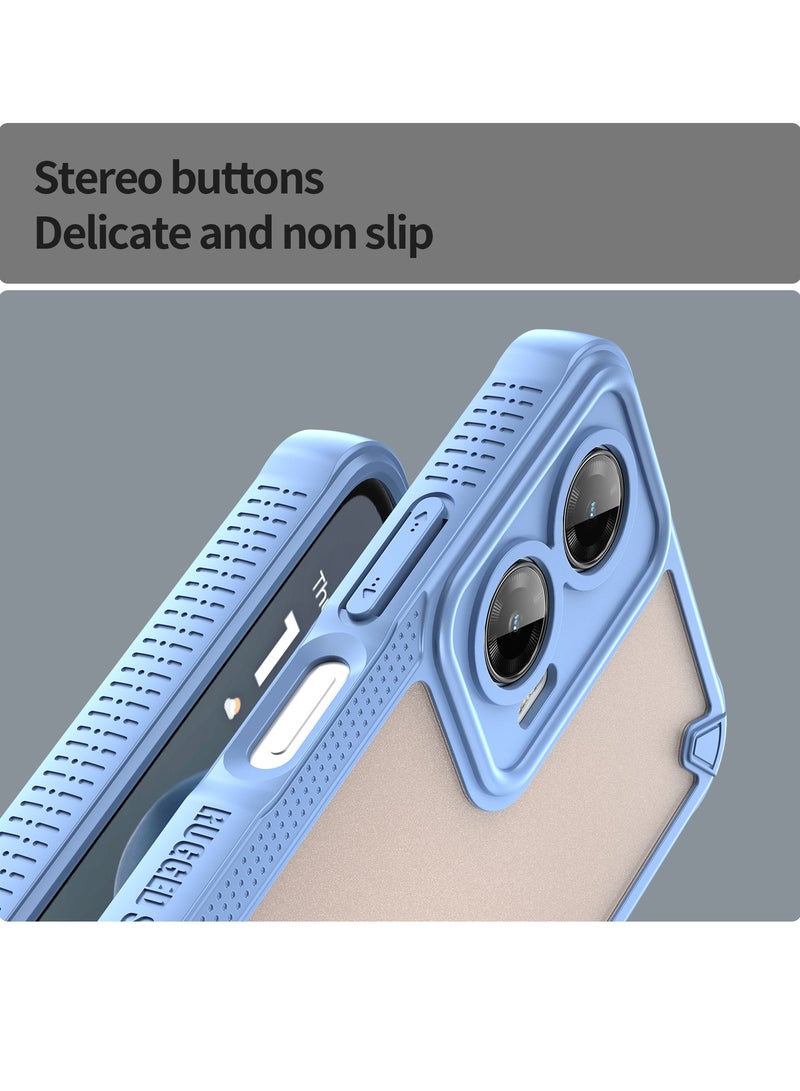 for Motorola G35 5G Case Cover, Armor of Brushed Comfortable Oil Waterproof TPU+PC Soft Semi-translucentmatte Feel Cell Phone Protective Case for Motorola G35 5G, Blue - Image 4