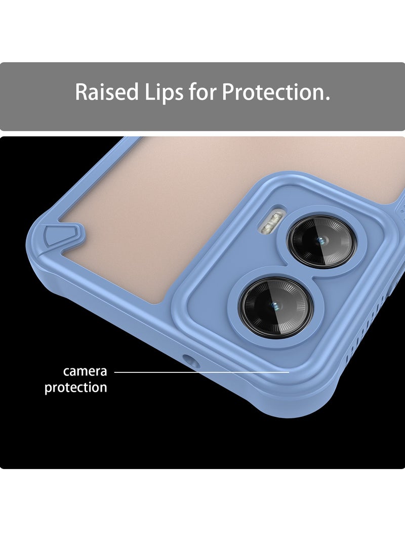 for Motorola G35 5G Case Cover, Armor of Brushed Comfortable Oil Waterproof TPU+PC Soft Semi-translucentmatte Feel Cell Phone Protective Case for Motorola G35 5G, Blue - Image 5