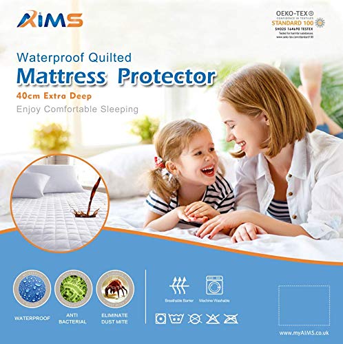 40cm Extra Deep 100 Waterproof  Moisture Quilted Mattress Protector KING Fitted Cover Microfiber Quilted Topper fitted sheet Anti Allergy and Breathable Elasticated Skirts