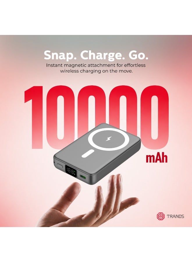 Trands 10,000mAh Magnetic Wireless Power Bank with Digital Display & 25W Fast Charging (TR-PB873) – Space Gray - Image 3