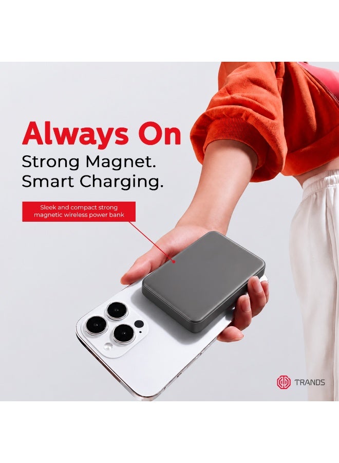 Trands 10,000mAh Magnetic Wireless Power Bank with Digital Display & 25W Fast Charging (TR-PB873) – Space Gray - Image 4