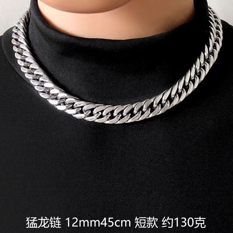 Titanium Steel Double-Woven Six-Sided Matte Cuban Necklace Men'S Hip-Hop Color-Free Titanium Steel Clavicle Chain Children'S Accessories - Image 5