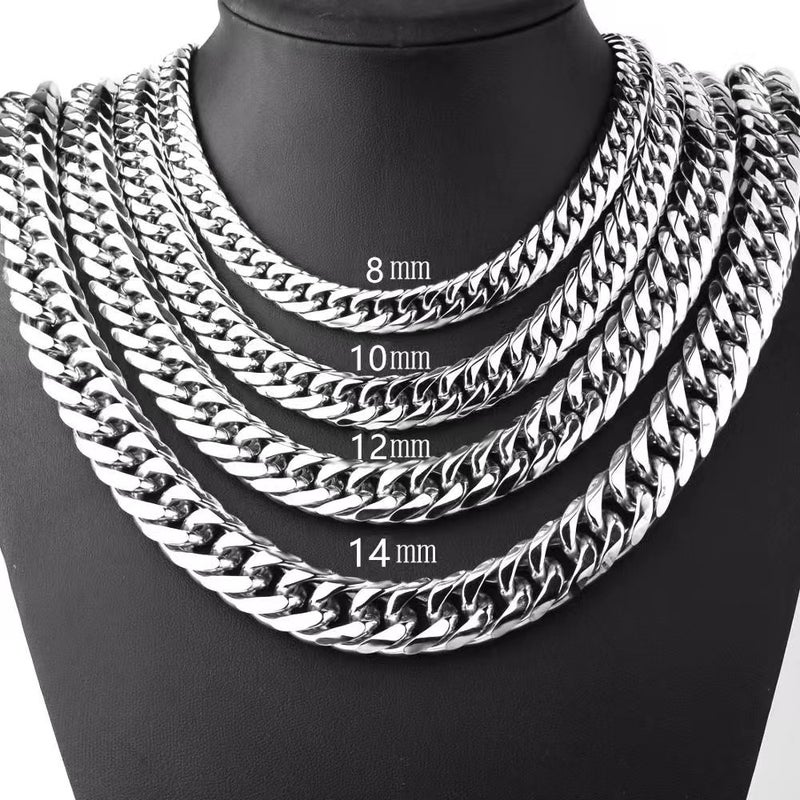 Titanium Steel Double-Woven Six-Sided Matte Cuban Necklace Men'S Hip-Hop Color-Free Titanium Steel Clavicle Chain Children'S Accessories - Image 3