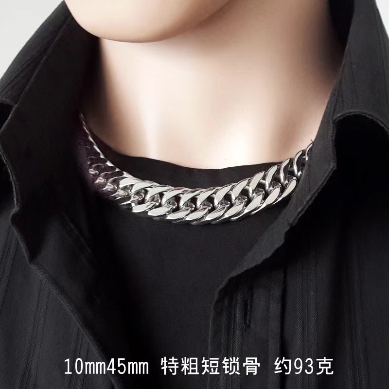 Titanium Steel Double-Woven Six-Sided Matte Cuban Necklace Men'S Hip-Hop Color-Free Titanium Steel Clavicle Chain Children'S Accessories - Image 2